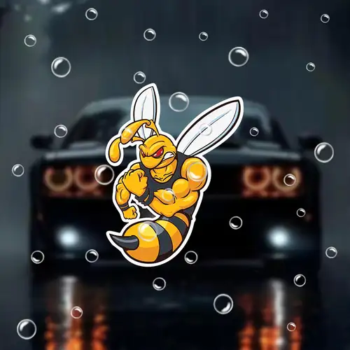 Pegatina De Vinilo 'Angry Wasp' Para Coche - Blanco Brillante, Dura 5-7 Años - Ideal Para Parachoques, Lunas O IPad