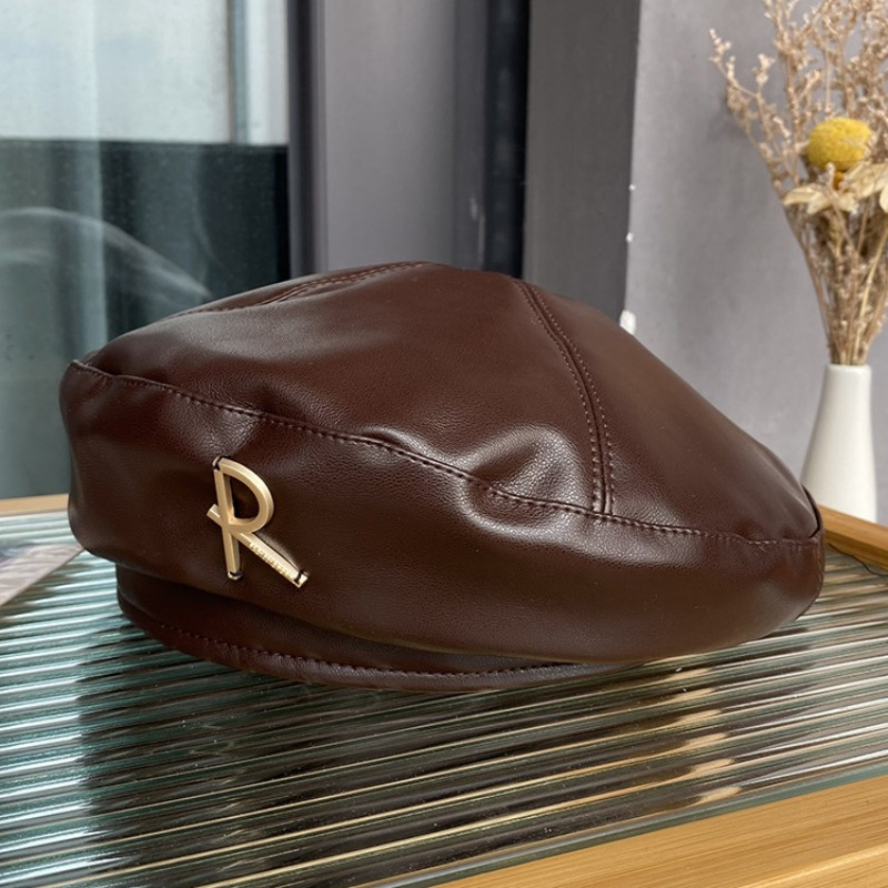 Korean Letter Beret Hat Men Women Style Autumn Winter Vintage Versatile Face- Painter Cap Round Dome Beret