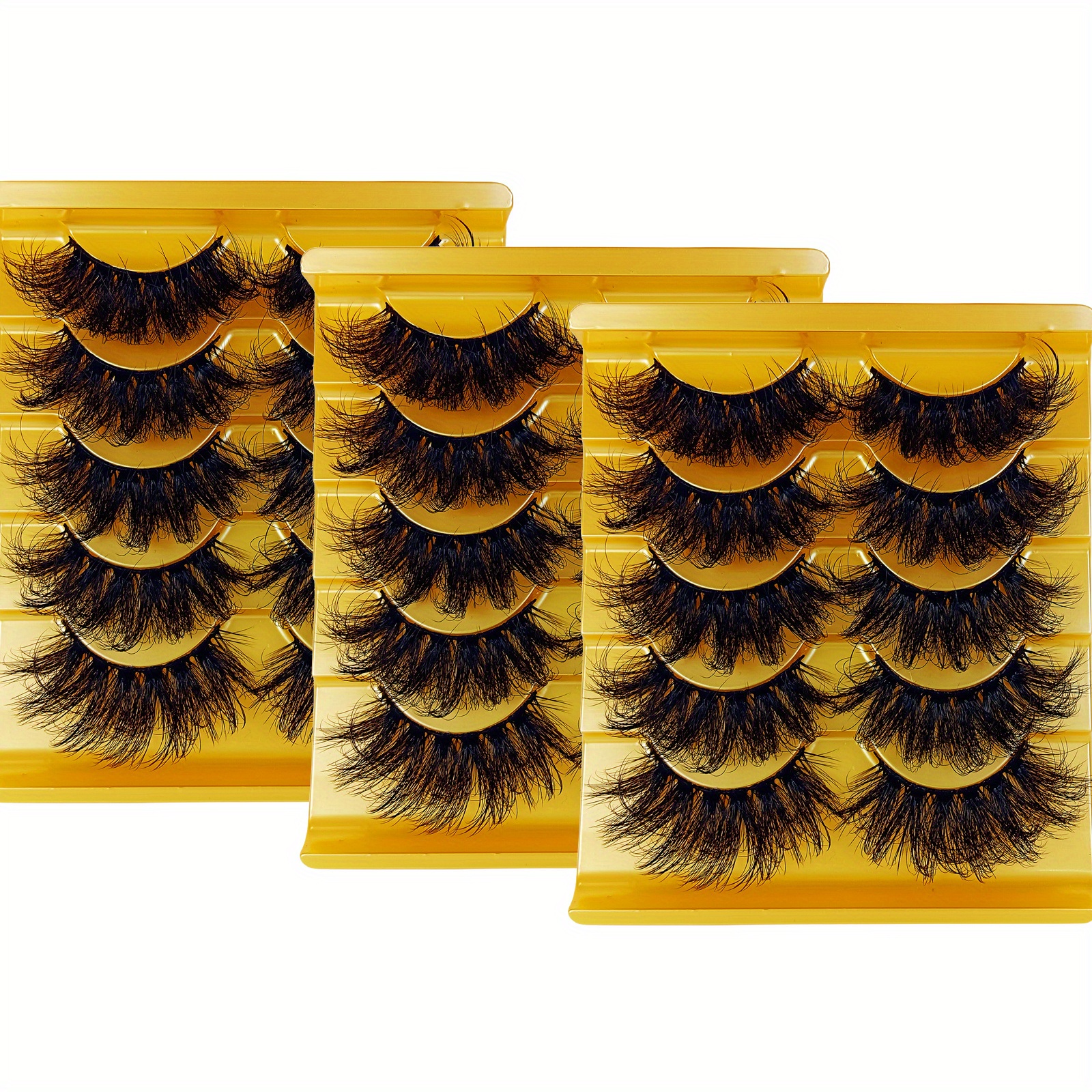 TEMU 15 Pairs Of Fake Eyelashes In A 3-pack, Featuring Thick, Fluffy, And Long-lasting Wispy Designs, Perfect For Stage Performances, Cosplay, And Party Makeup