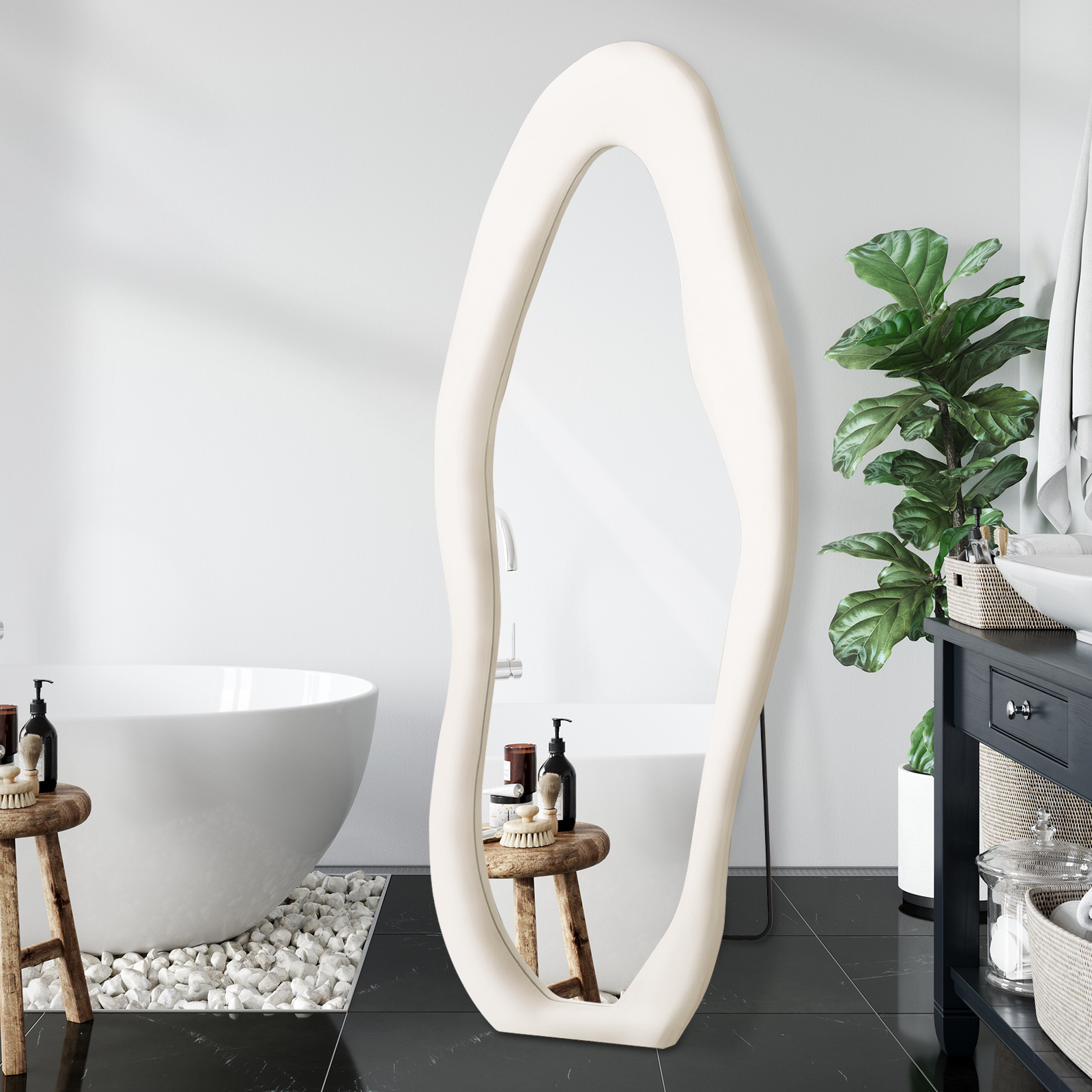 Full Length Mirror Irregular Full Body Wall Mounted Floor Mirror With Stand Frame Hanging Wall Mirror For Bathroom Birthday