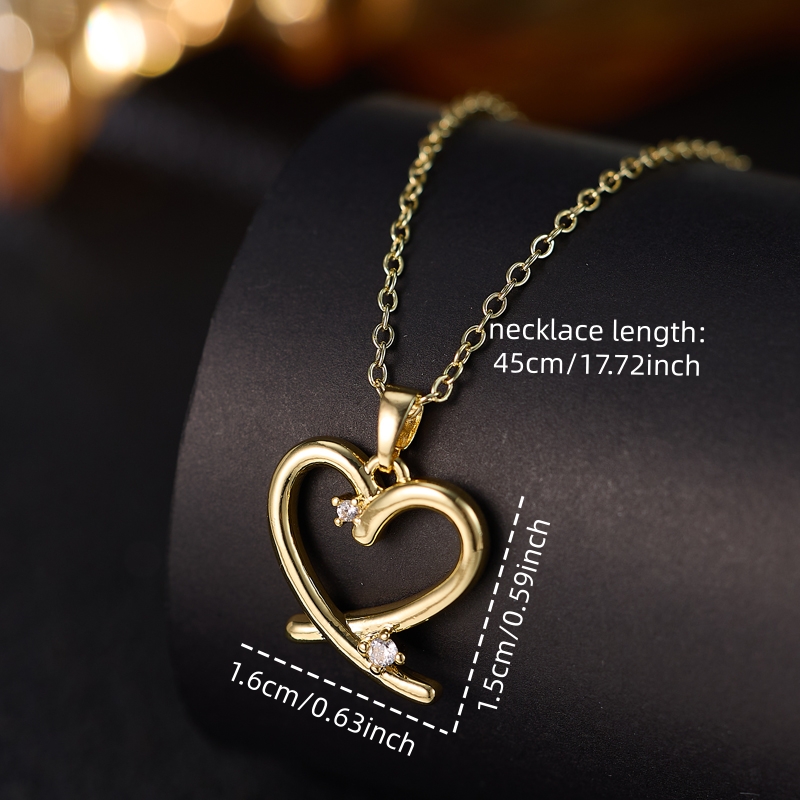 High-Quality Copper Heart Line Zirconia Necklace