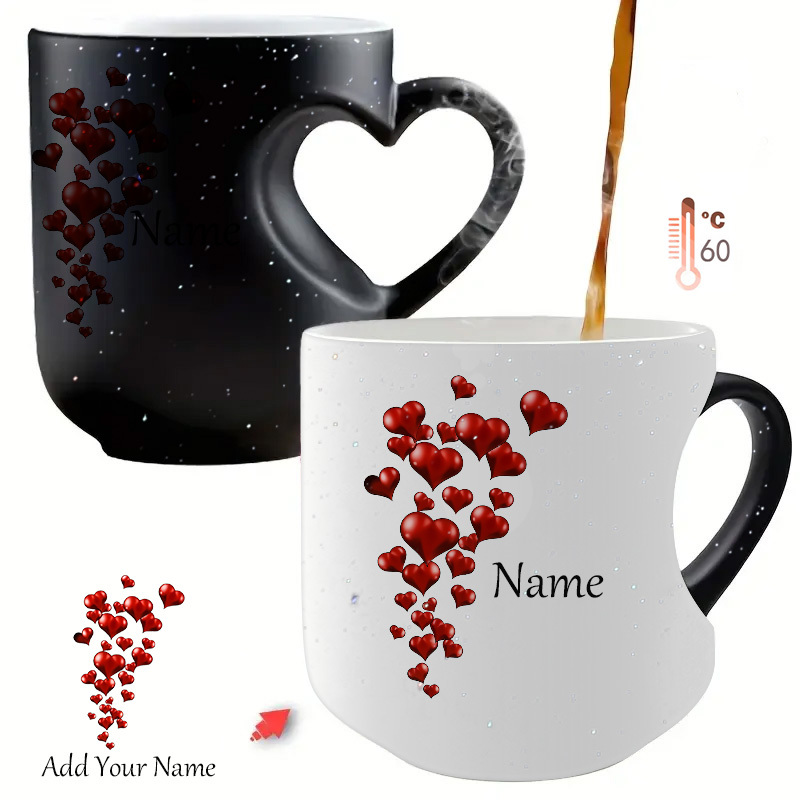 Image of 1pc 11oz Custom Name & Color Changing Mug: Ideal Present For - Black Starry Changing Coffee Cup - Hot Water Activates Color Change, Personalized Mug - Gifts For Halloween, Thanksgiving, And Christmas