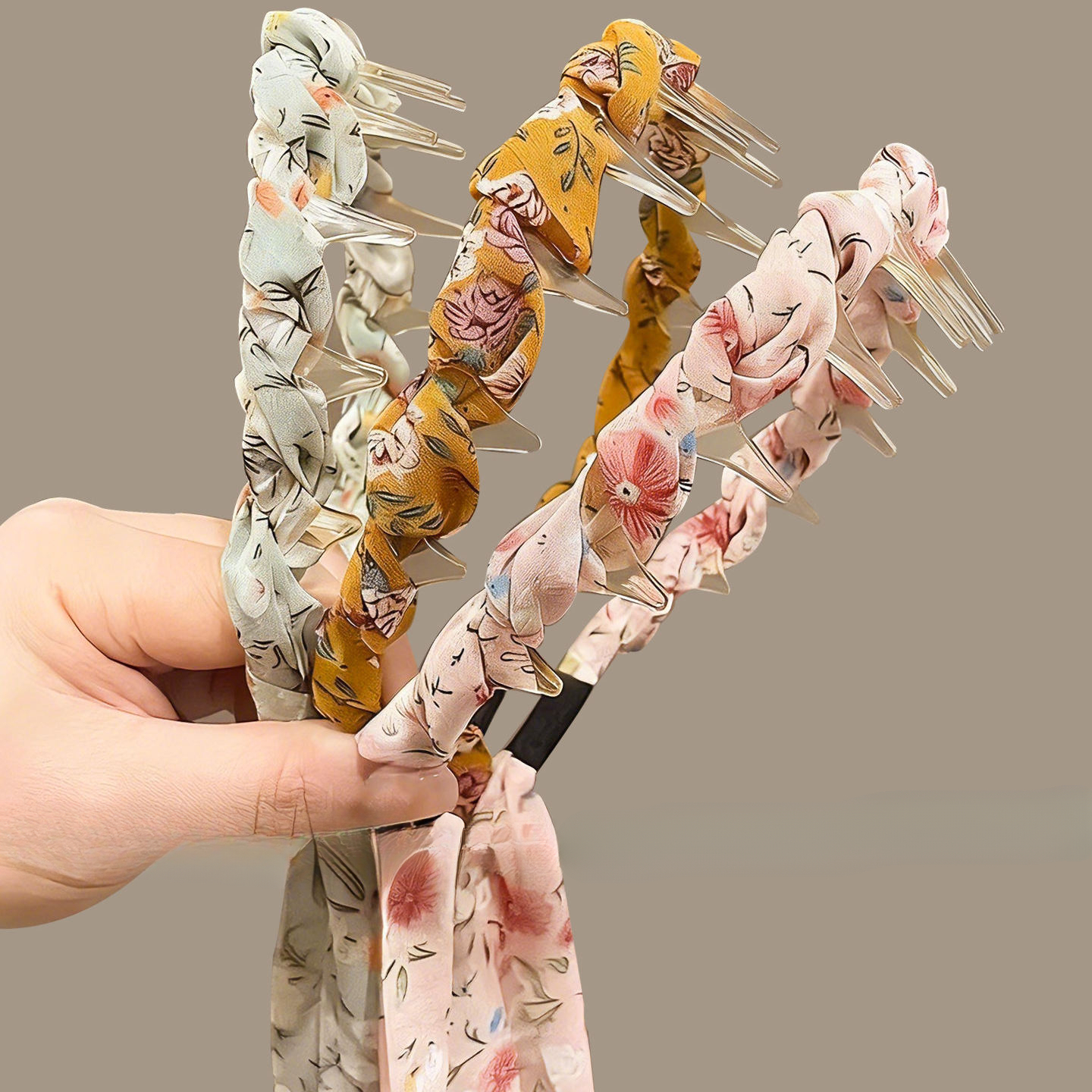 TEMU 3pcs Ribbon Scarf Floral Woven Headband Set, Anti-slip Hair Ties For Women, Bohemian Hair Accessories For Summer