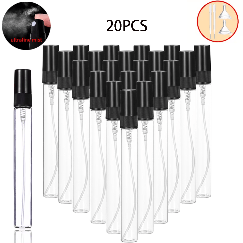 TEMU 20pcs 5/10ml Glass Mini Perfume Sample Bottles, Fine Mist Refillable Empty Mini Spray Bottle Fragrance Sample Bottles Sprayer For Perfume Travel