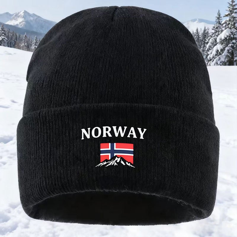 TEMU Gorro de punto estampado, 1 pieza, para , de otoño/invierno, , elástico, sin , de ajuste holgado, , gorro holgado de color liso y para