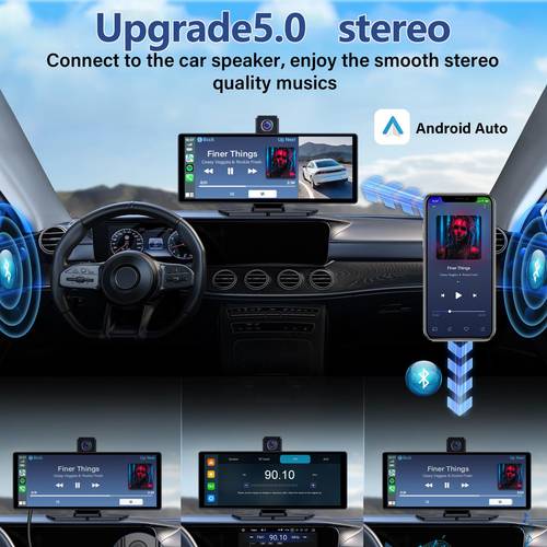 10 26 inch 4k dash cam carplay auto car dvr gps navigation video recorder dashboard monitor car with 64g memory card without battery