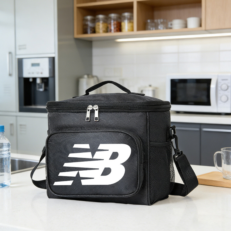 TEMU 1pc Nb Lunch Bag Large-capacity Portable, Black, Versatile, Unisex, Easy Retro Design, Multi-functional Travel And Everyday Lunch Bag, Non-food