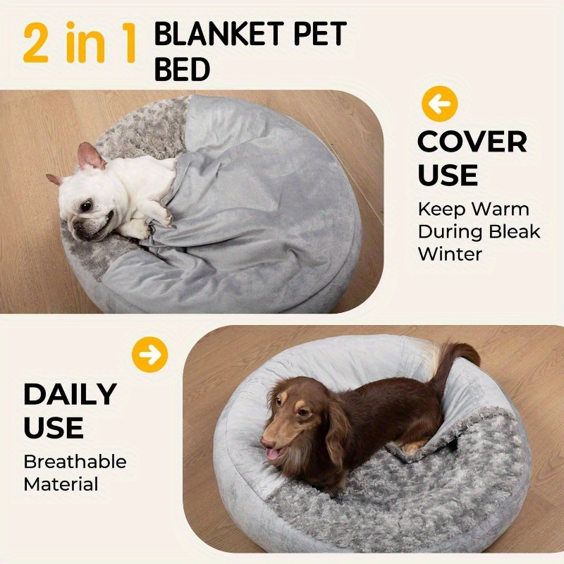 small dog bed with removable washable cover - plush donut pet bed, non-slip bottom, soft cushioned interior, easy-clean crate for puppies, french  , chihuahuas - indoor/outdoor use, space-saving design - ideal for apartments, homes with multiple pets - gray, puppy bed,   furniture, durable pet furniture,  , indoor outdoor bed, stylish pet furniture,   pet furniture Product details 3
