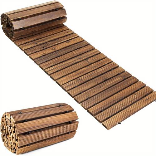 6 8 10 12 14 16ft wooden garden pathway outdoor roll out decorative weather resistant non slip hardwood pathway for garden backyard beach wedding party dark brown