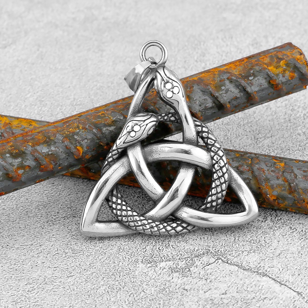 Retro Cobra Charm Necklace, Urban Style Stainless Steel Design