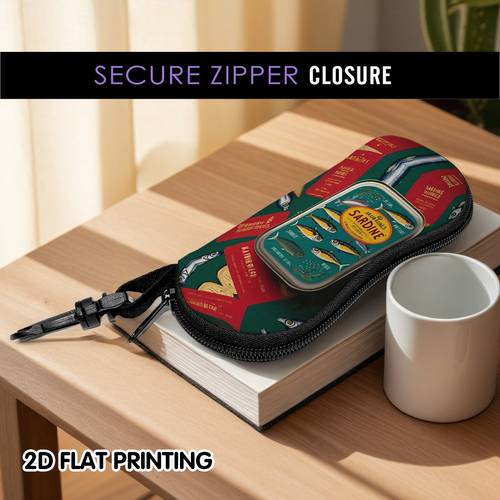 1pc bag of 2d printed glasses case fashionable zipper glasses bag ultra light portable zipper glasses case for men and women