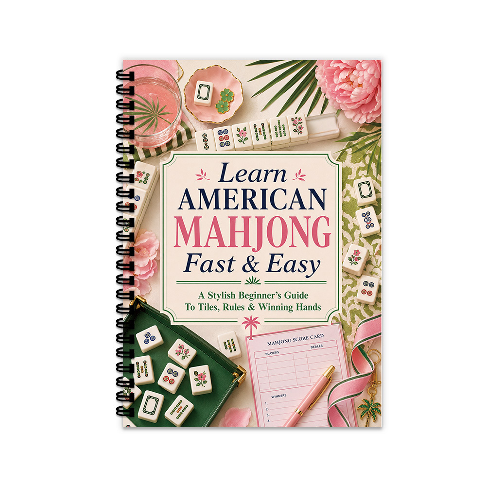 TEMU 1pc American Mahjong Score Notebook With Perforated Pages & Print - Pink Floral Suitable For Game Score Tracking, Mahjong Beginners, Minimalist