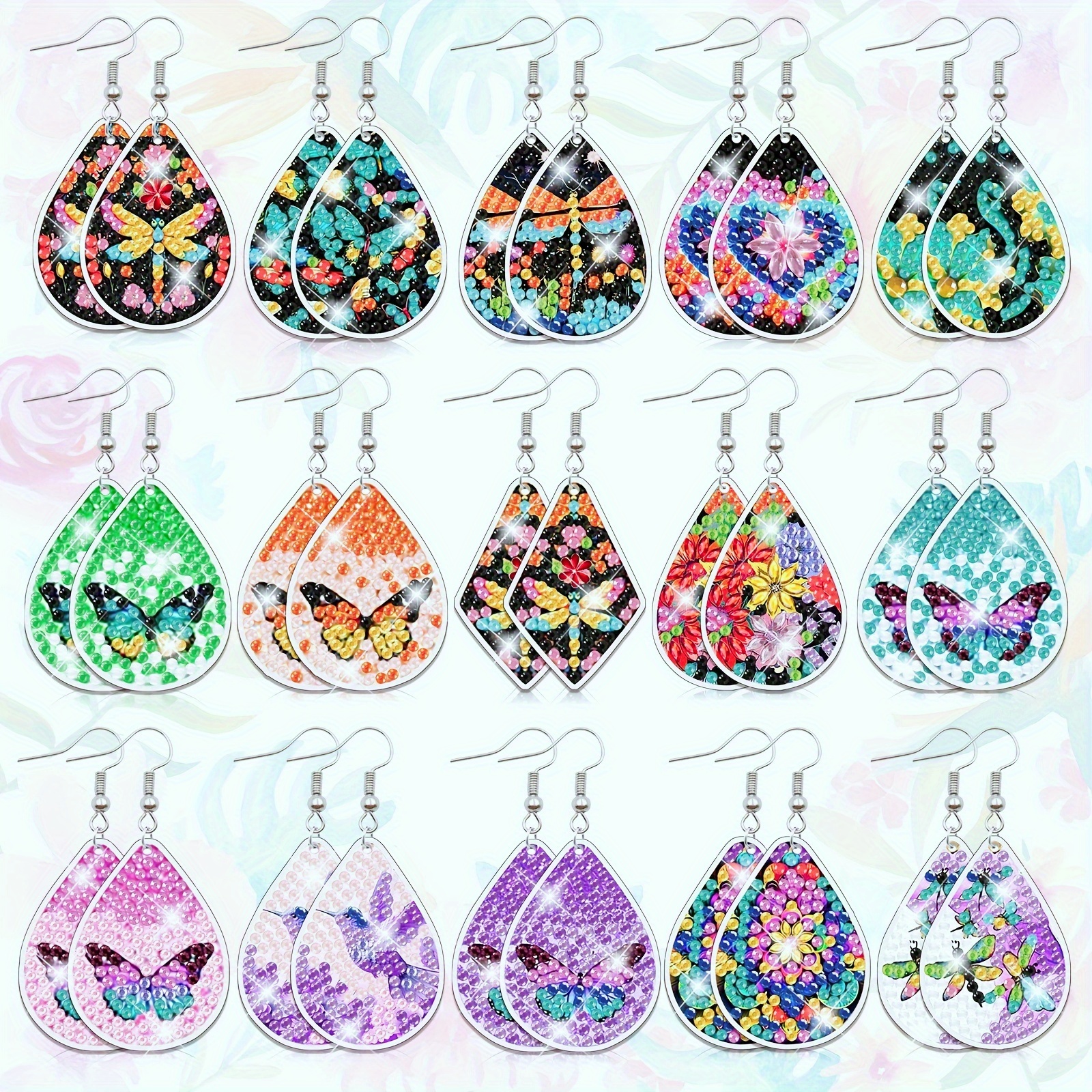 TEMU 2d Flat, [2d Flat]15 Pairs, Flat Acrylic Pebble Shape Earring Kit, 2d Acrylic Earring Set, Craft Supplies, Earrings, Gift For And , A For