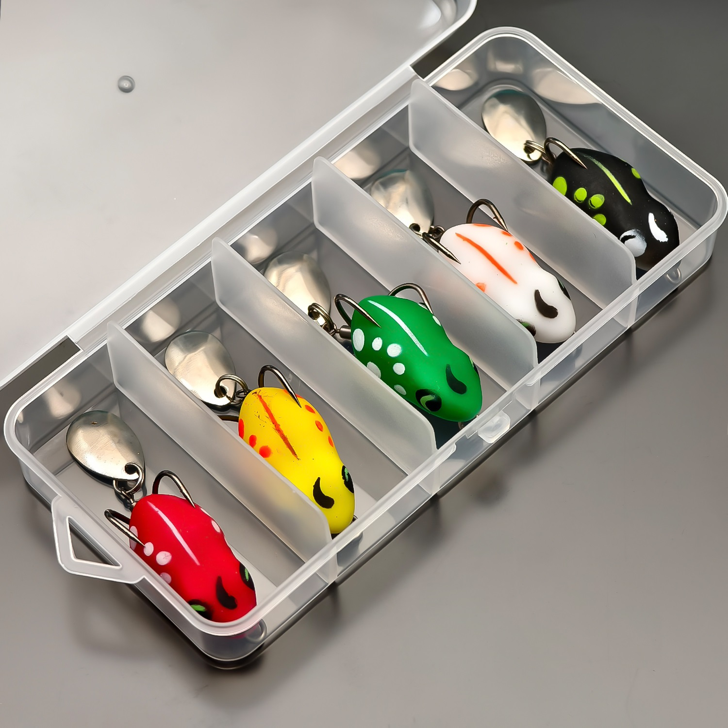TEMU Ensemble de 5 mini leurres souples grenouille avec hameçons - Appâts de pêche réalistes avec design de paillettes bioniques dans différentes