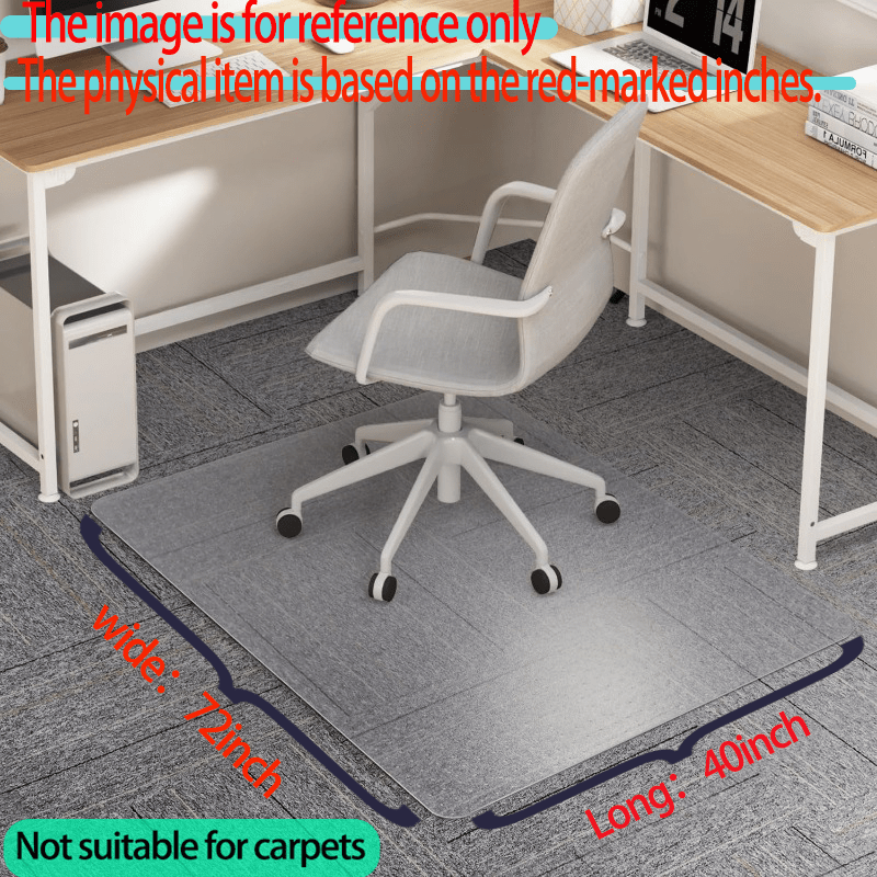TEMU 1pc Floor Office Chair Mat, Transparent Pvc Floor Mat, Rectangular Table And Chair Mat, Furniture Plastic Protective Mat, Home Office Wood Floor