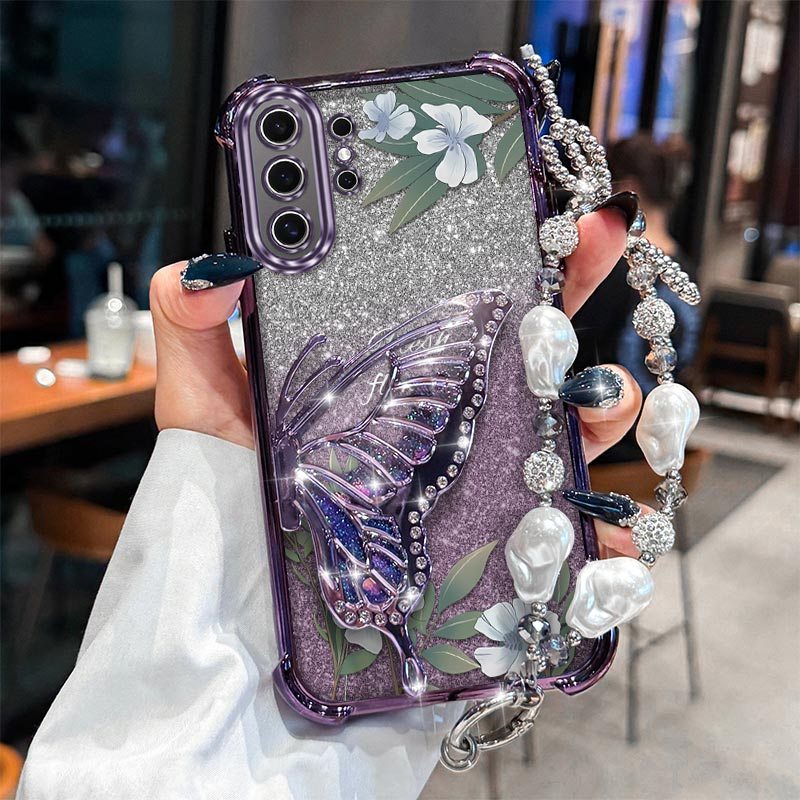 TEMU Phone Case - S26 Ultra Light-colored Flowers With A Bracket And A Lanyard Pattern Case Made From Comfortable Feel Enhancing Durable In Casual