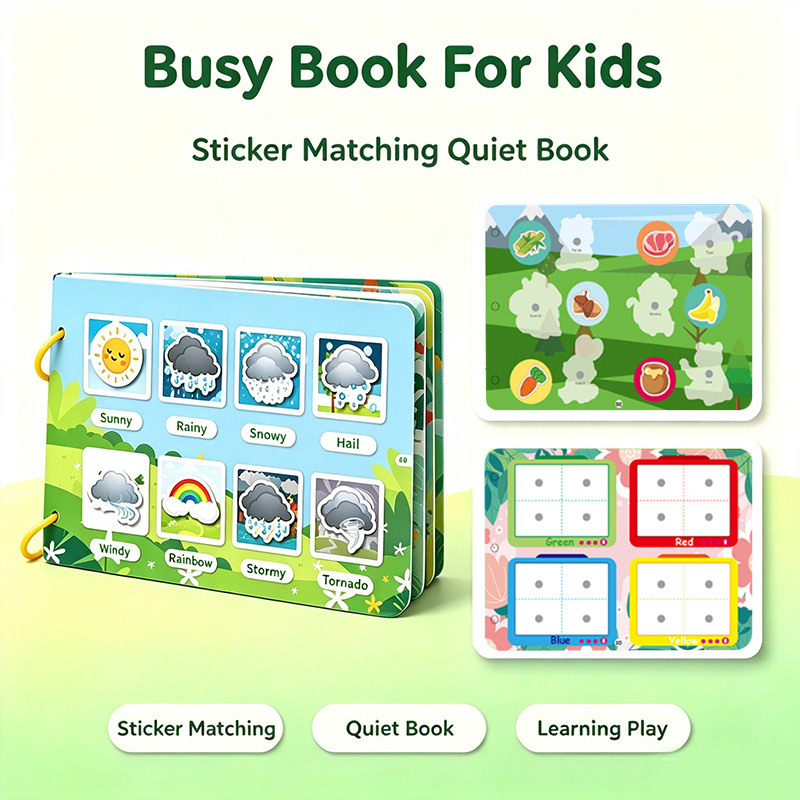 TEMU Interactive Busy Book, Handmade Activities With Vivid Illustrations And Fun Activity Stickers, Enhance Cognitive And , Interactive Education And