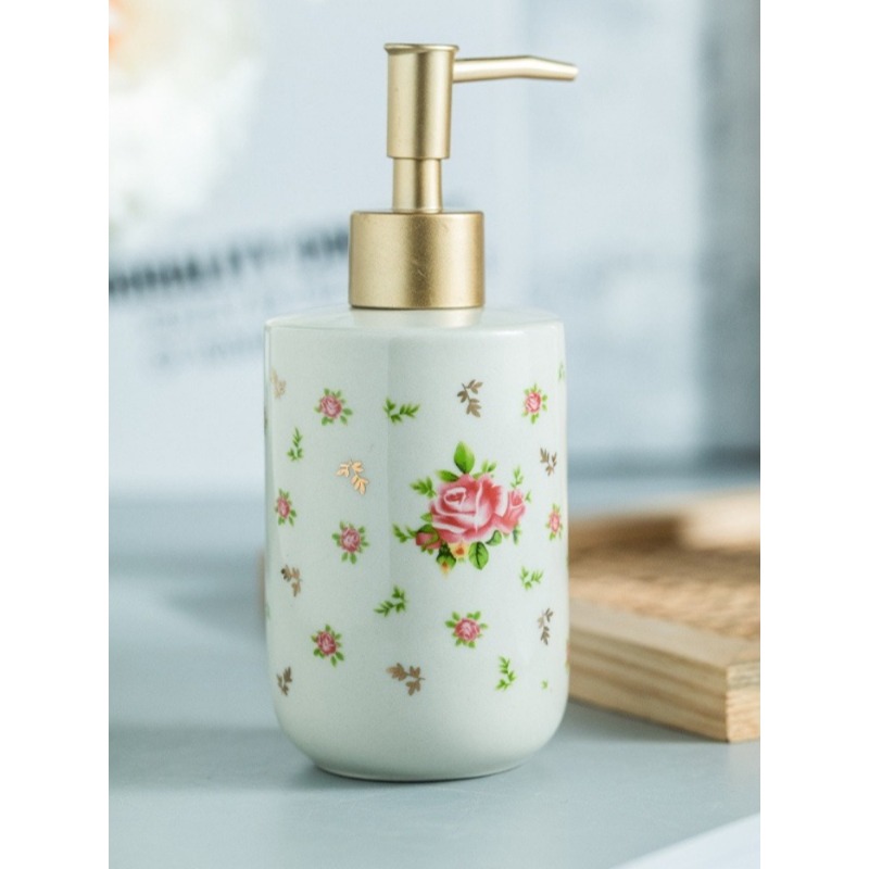 TEMU Uma de um frasco de loção de 320ML de cerâmica, projetado como um dispensador de bomba recarregável. É adequado para vários líquidos, como ,