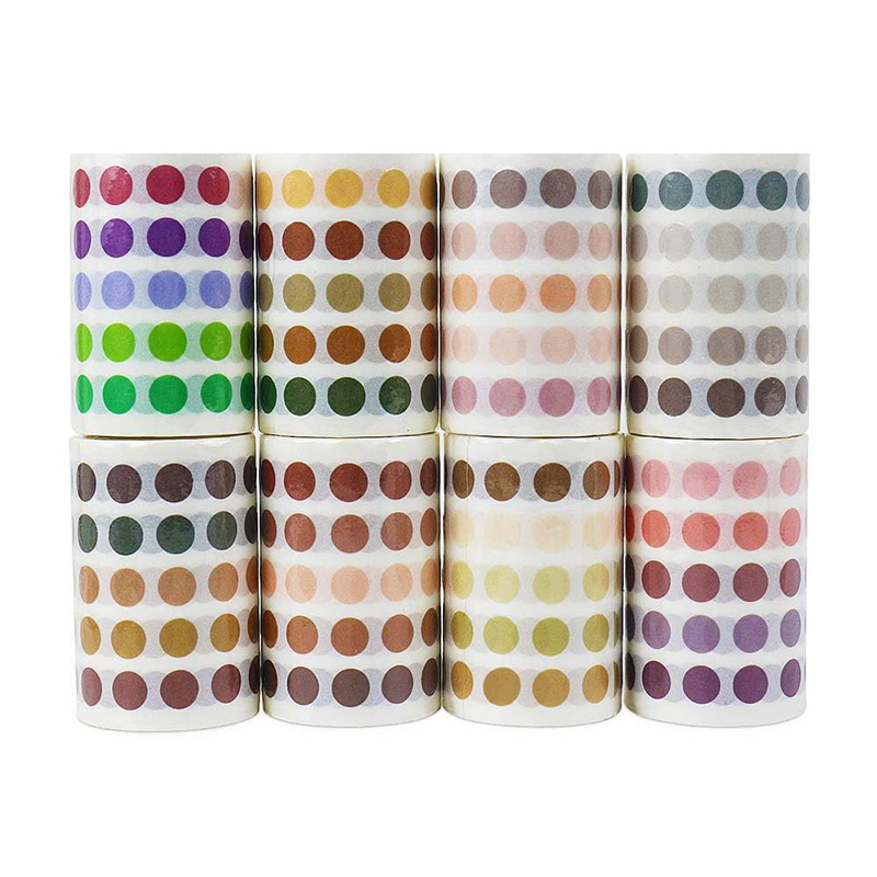 E-shop 8 Rollen (Einzelnrolle 6 cm/2,36 Zoll breit, 300 cm/9,84 Fuß lang) Bunte Polka Dot Washi Tape und Papierband Ästhetisches Washi Tape Polka Dot