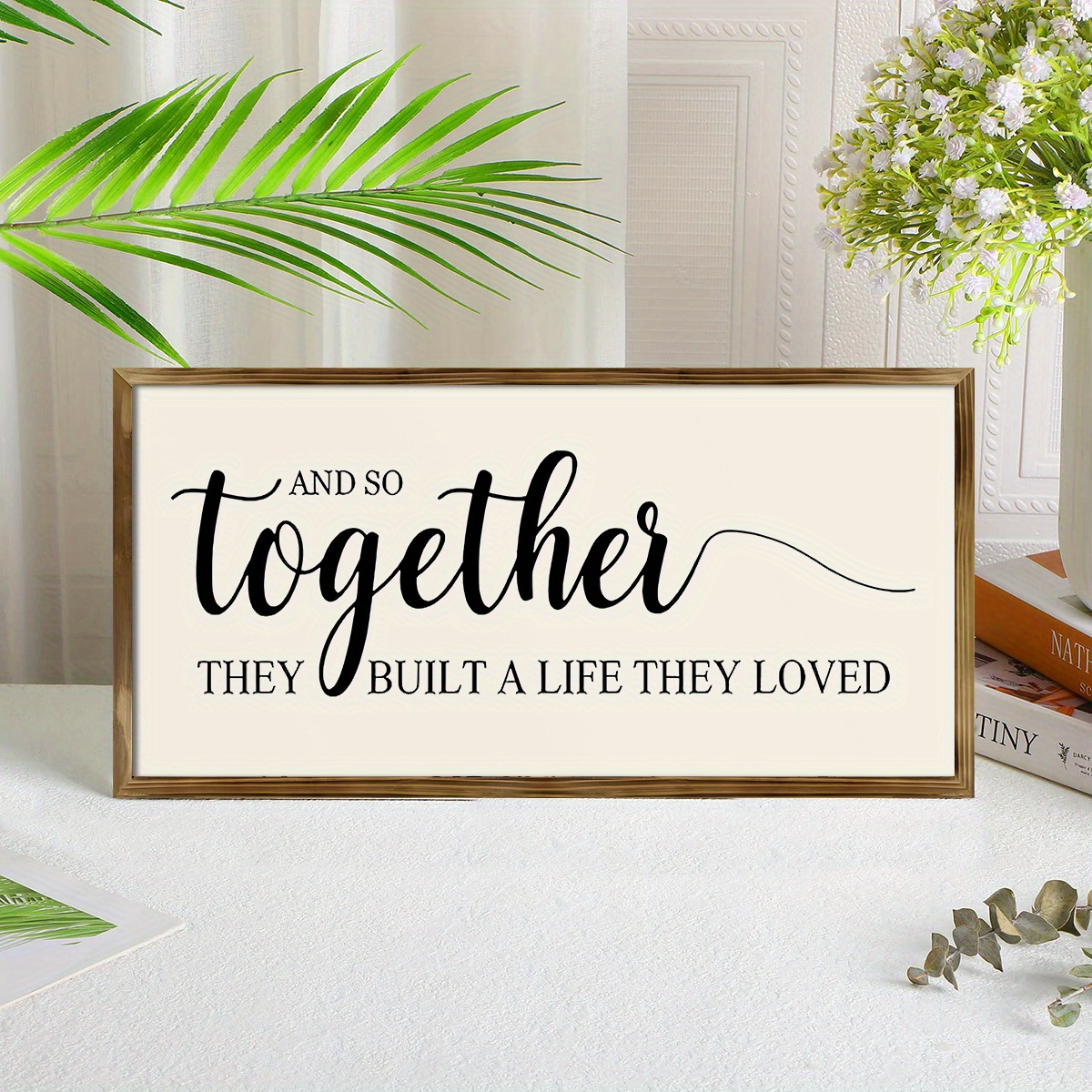 TEMU 1pc Of Rustic Wooden Hanging Ornament " Built A ", Frameless Natural Wood Sign, Decoration, Bedroom Living Room Gift (no Electricity Required),