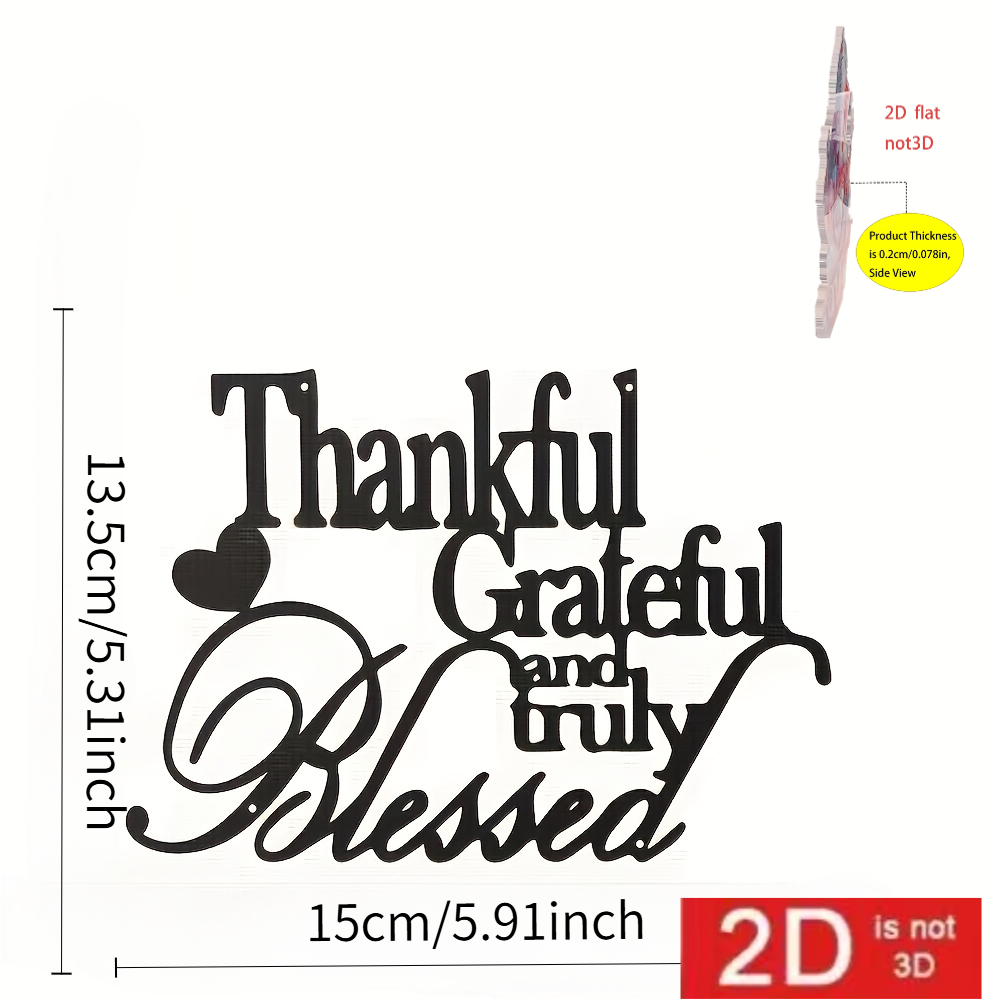 TEMU 2d Flat Acrylic Wall Decor - Acrylic Gratitude Sign With Abstract , Suitable For Home, Office, Bar, And Farmhouse Decoration, Christmas And