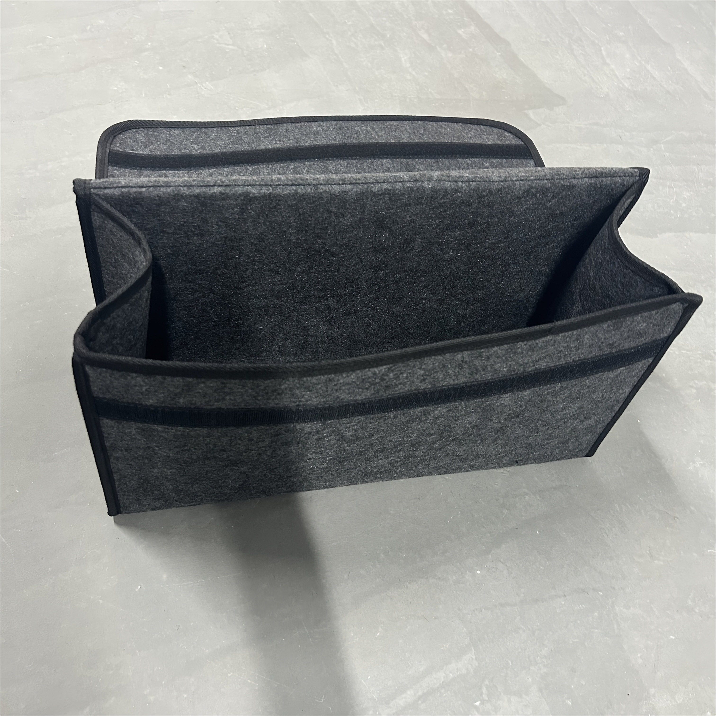 Image of 1pc Foldable Felt Car Trunk Organizer - Portable Interior Storage Box, Material, Fit For Vehicle Organization, Trunk Storage Organizer