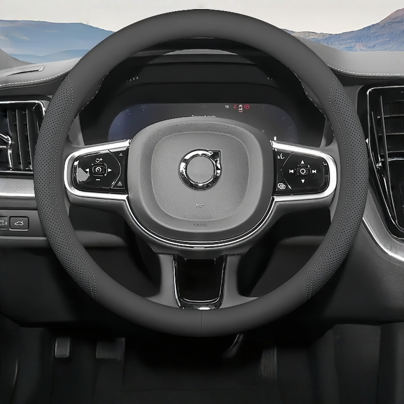 TEMU Ultra-thin Steering Wheel Cover Suitable For , Featuring Laser-cut Breathable Holes For Ventilation And Sweat Absorption. Anti-slip Design For