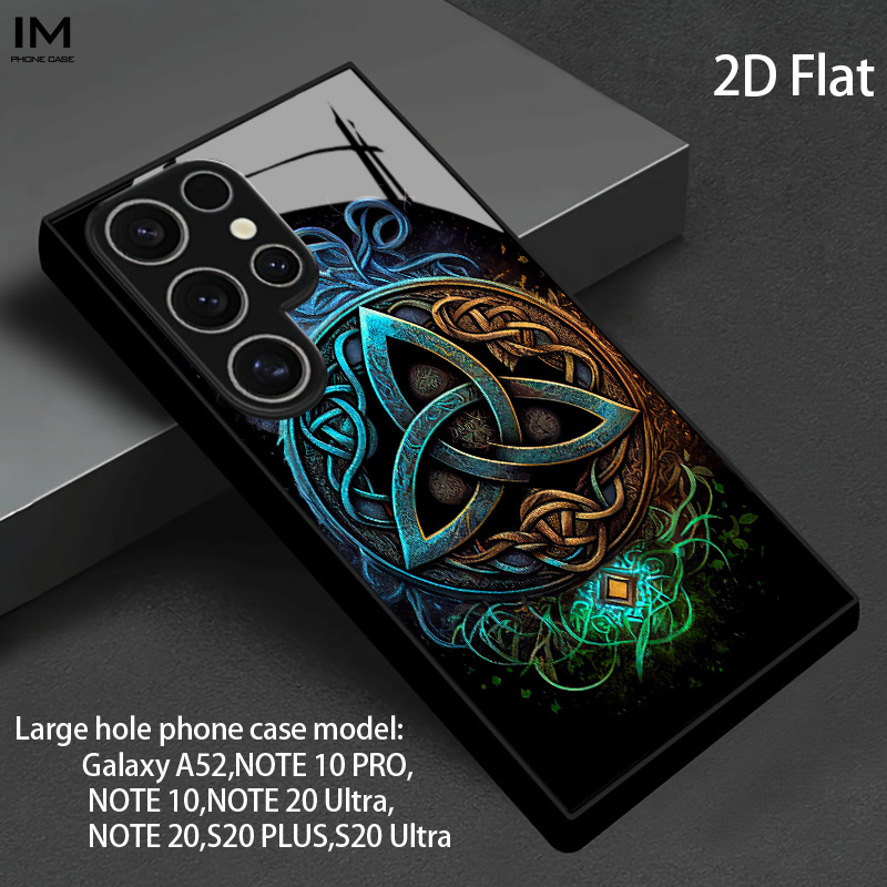TEMU Phone Case - 2d Flat Celtic Triangle Ring Black Tempered Glass Phone Case Suitable For Galaxy S26 Plus, S26 Ultra, S23 Ultra, S23 Plus, S23, S22