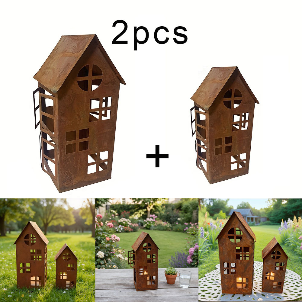 2pcs Set -shaped Candle Holder, Rustic Standing Castle For / Use - Iron For Christmas, New Year, Easter, Hanukkah Candles & Holiday Decorations