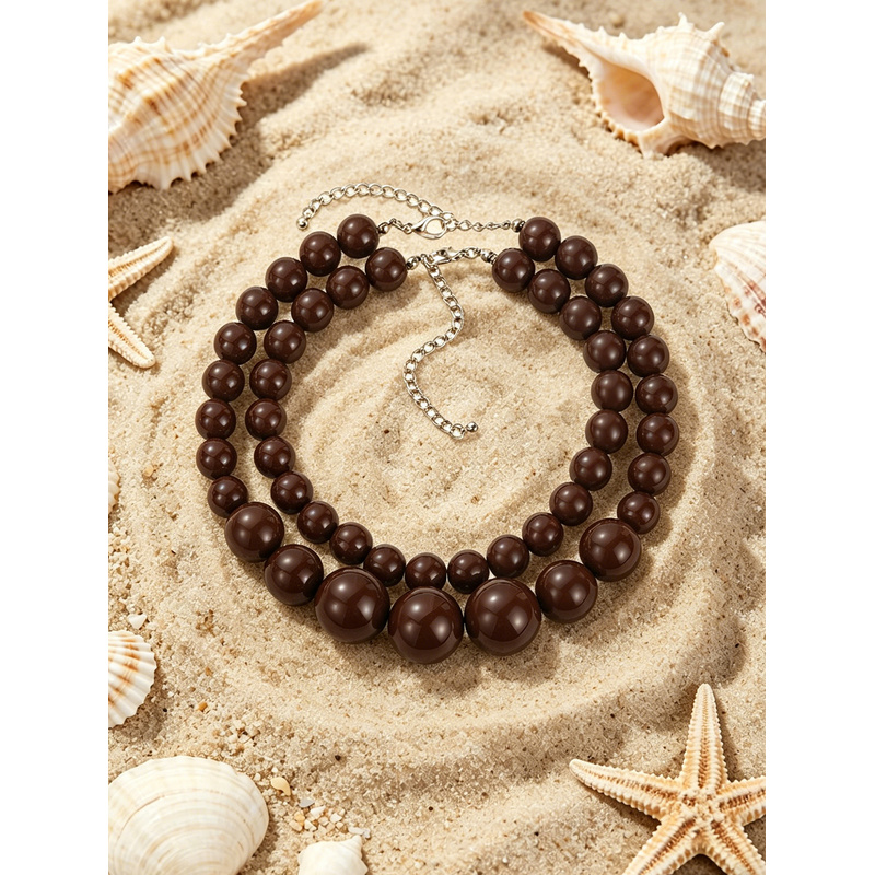 2pc Bohemian Acrylic Round Geometric Necklace Set, Summer