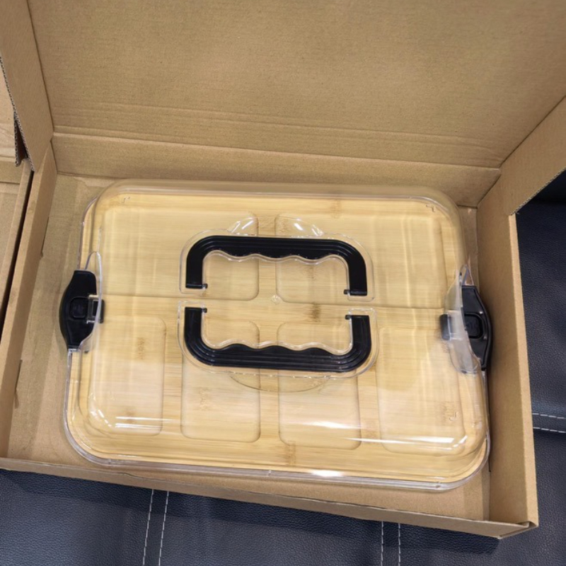 E-shop Käseplatter mit transparentem Acryldeckel | Tragbares Charcuterie-Tablett für Camping, Partys, Restaurants | Ideal für Feiertags-Vorspeisen,