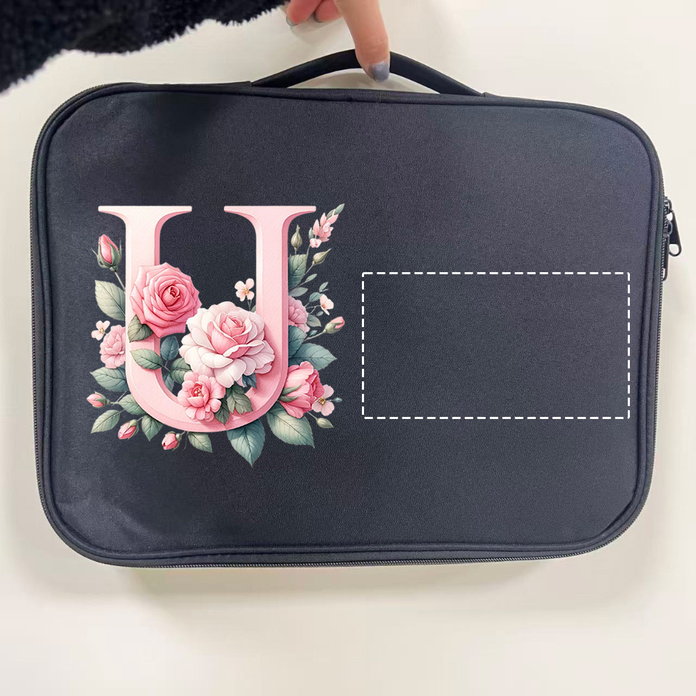 Custom Floral Initial Laptop Tote Bag with Monogram