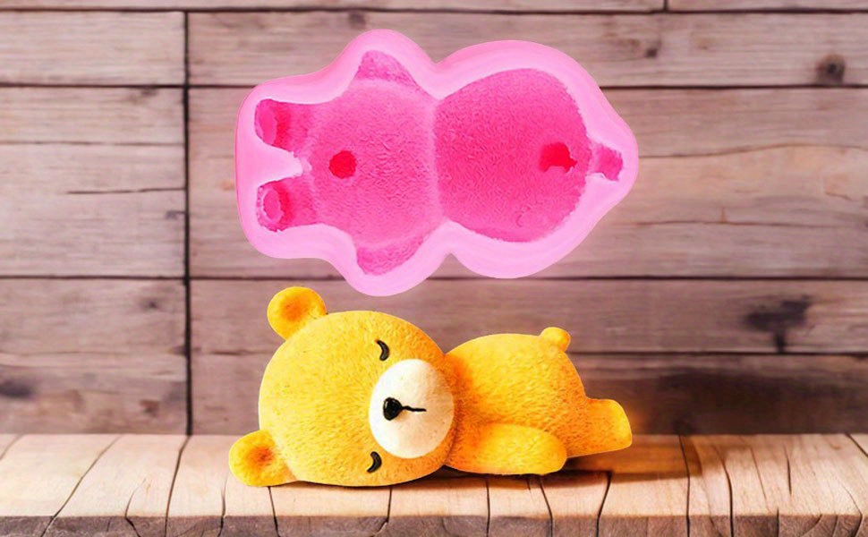 1個 3dキャラクター寝ているクマのシリコンモールド キャンドル