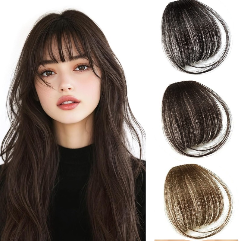 clip in bangs human hair wispy bangs clip in hair extensions  display picture 2