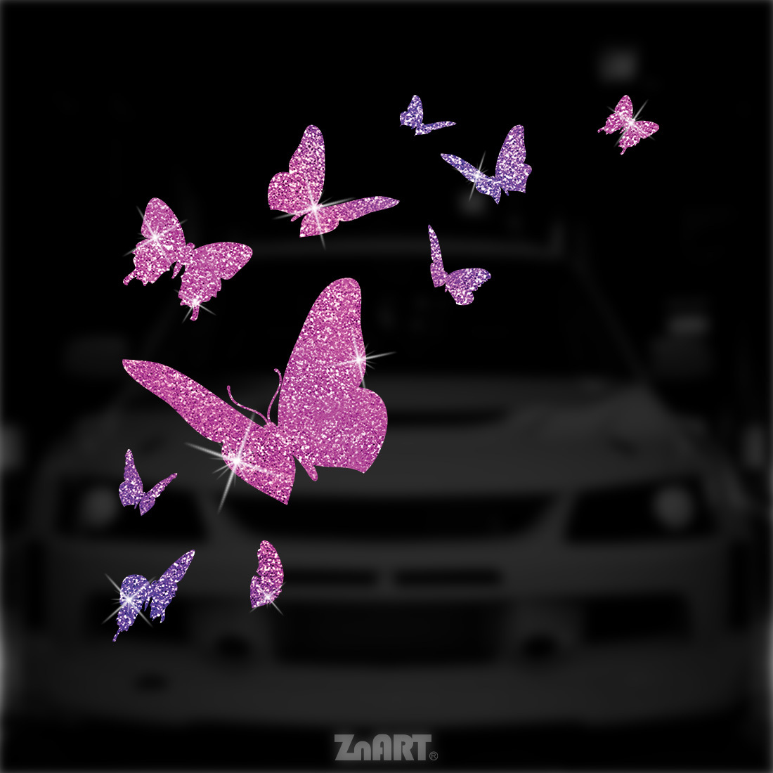 Image of [shining Silvery/ Purple] 1pc Cluster Creative Glittering Vinyl Sticker, Ideal For Cars, Trucks, Motorcycles, Notebooks, Window Glass, Shiny Sticker Hides Scratches, To Paste & Remove, No Residue