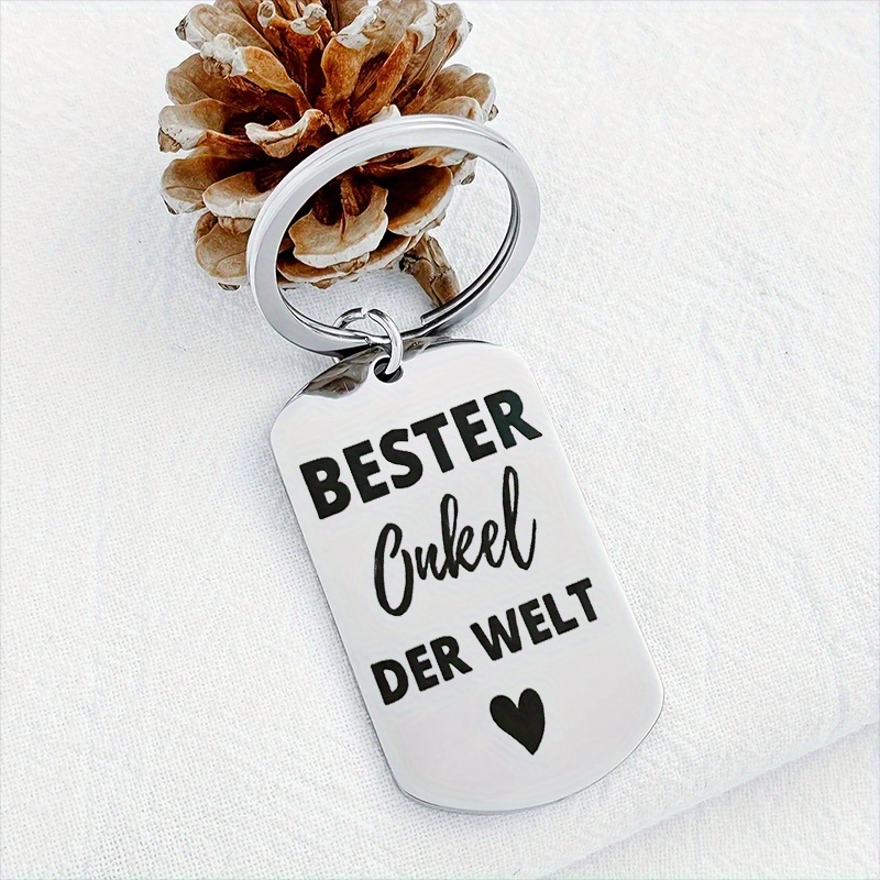 Image of 1pc Stainless Steel Military Tag Keychain, Engraved "world's Best Uncle", Silvery Gray Pendant, Non-woven, - Gift For The Best Uncle