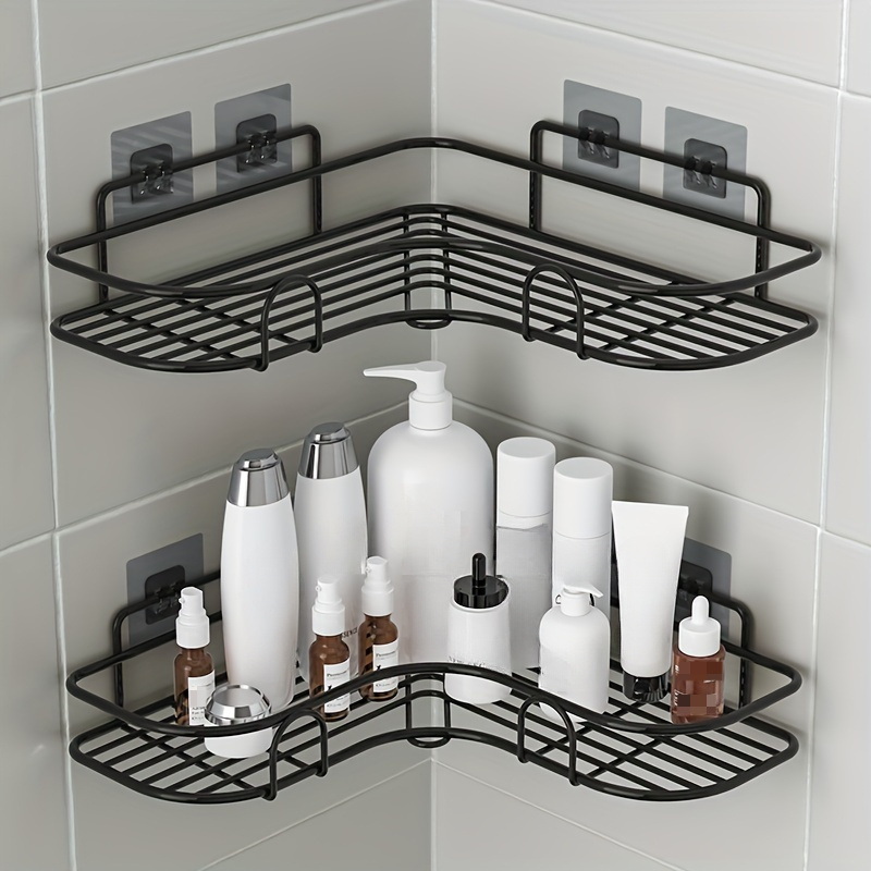 1pc no drill corner rack bathroom rack wall mounted toilet storage cabinet bathroom shampoo toner cosmetics storage rack bathroom accessories details 0