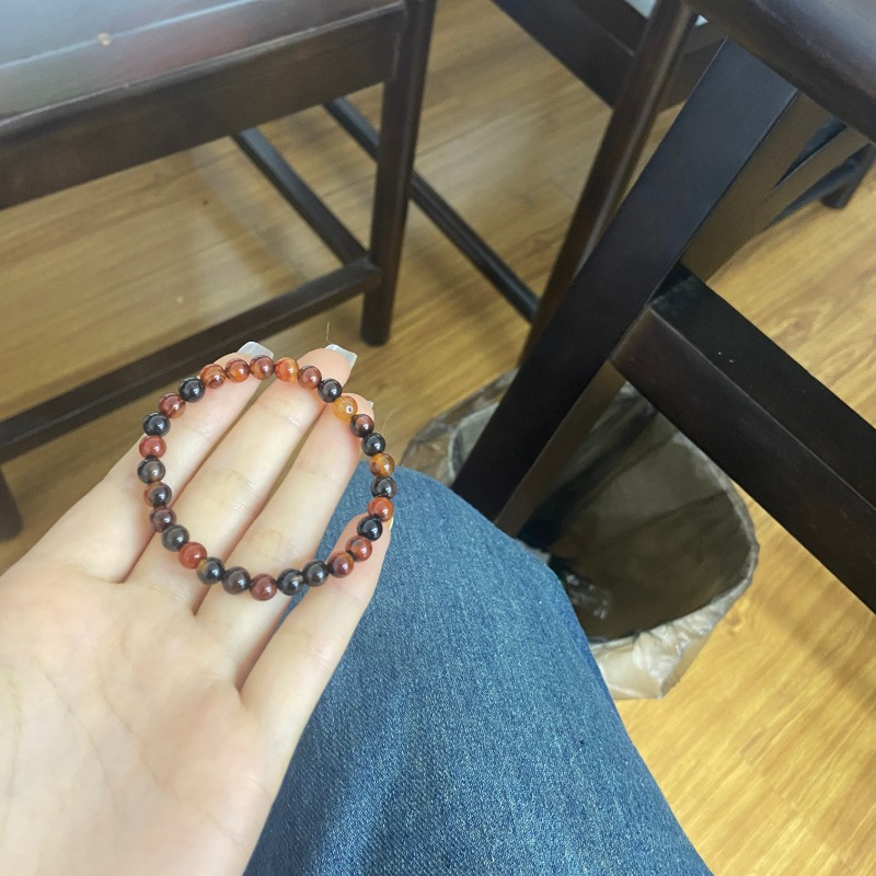 Red & Agate Gemstone Bracelet 6mm Two Tone Mix and Match