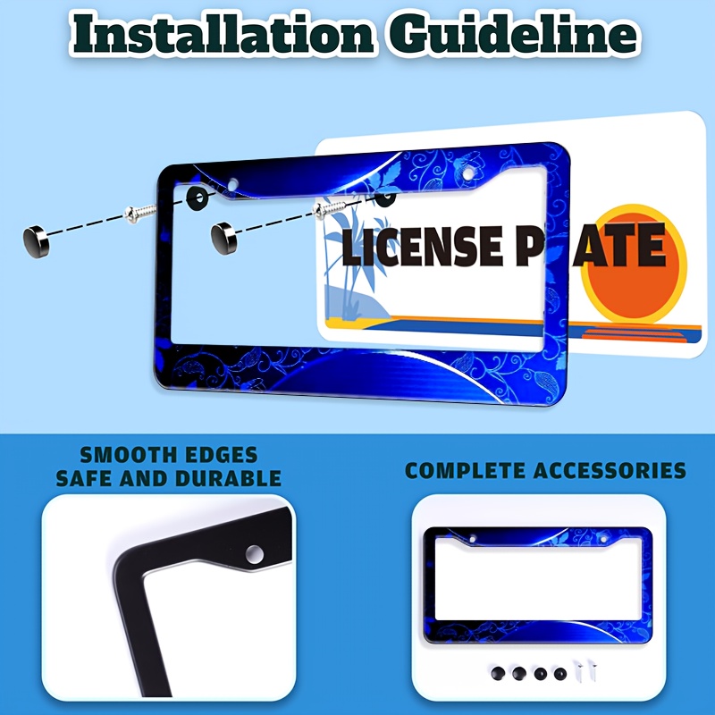 TEMU 1pc Metal Car License Plate Frame, Waterproof And Easy To Clean, Suitable American And Canadian, Holiday, Unisex, Dimensions: 31cm16cm(12.2