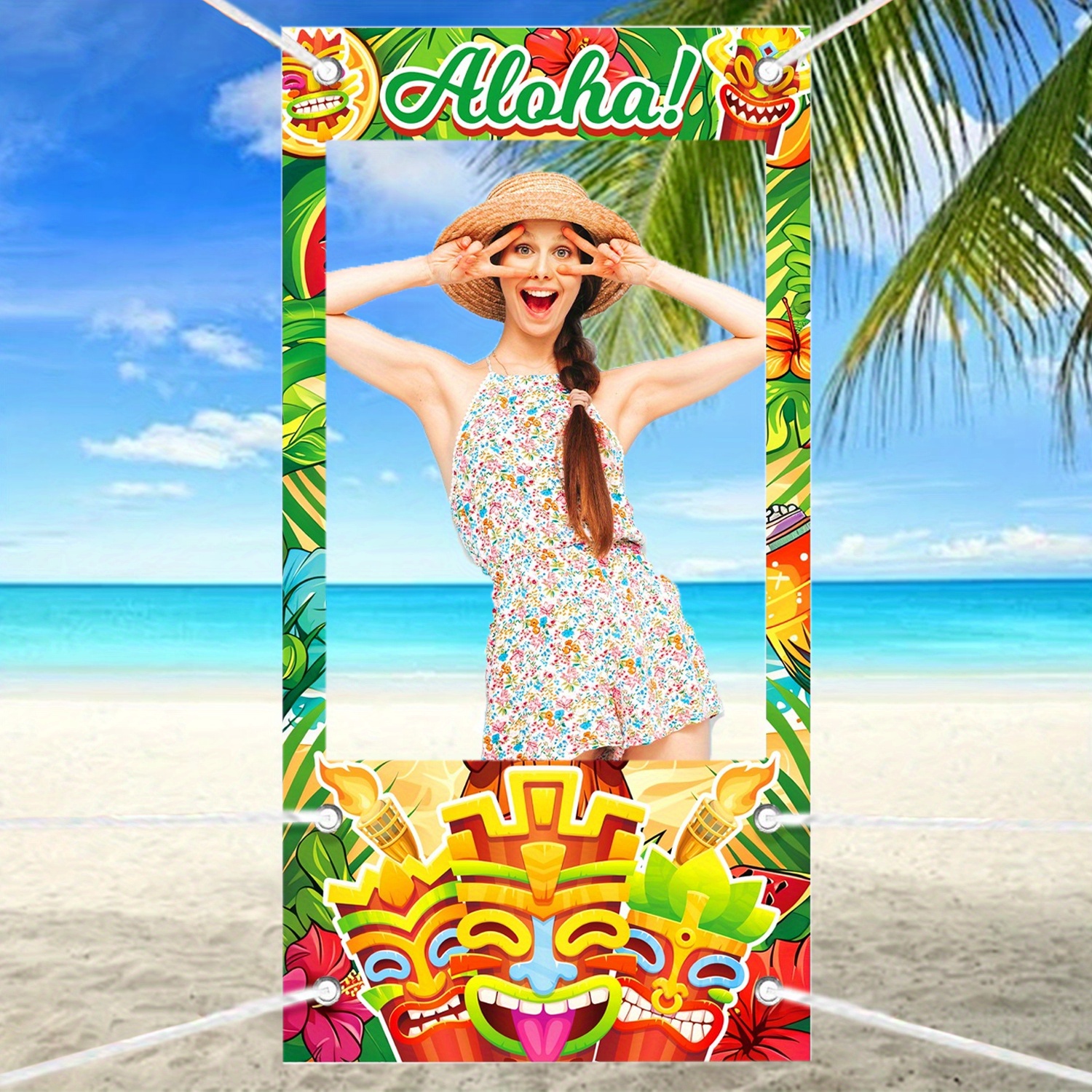 Hawaiian Party Decorations * Party Photo Booth Props * Banner, Suitable for  Birthday Party, Bridal Shower, Wedding, Beach Party Supplies 71 * 35 inches
