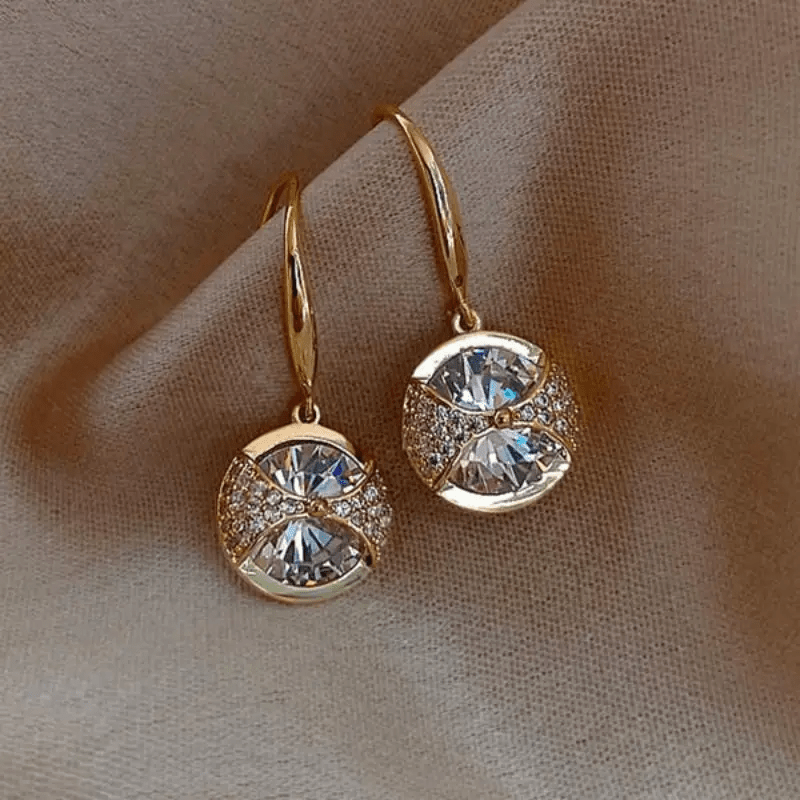 TEMU 1 Paire de Boucles d'Oreilles Rondes Exquises et Tendance avec Synthétique Étincelante, Parfaites pour des Femmes