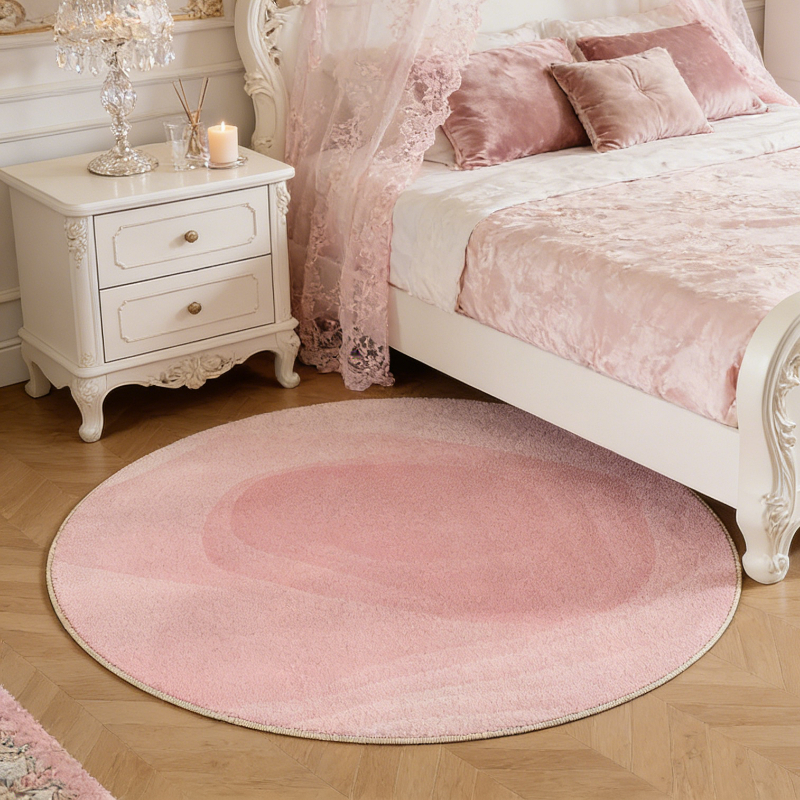 TEMU 900g Cashmere Round Rug In Gradient Pink For The Bedroom, Perfect For A Cozy Balcony Lounge Area. Soft And Fluffy, It Serves As A Decorative