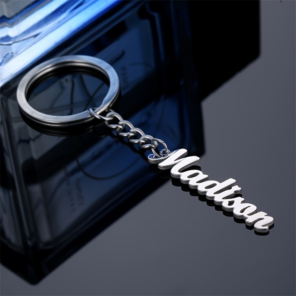 TEMU Customized Personalized Keychain With Chain, Women's Personalized Keyring, Stainless Steel Name Tag With Custom Letters, Mother's Day Gift, For