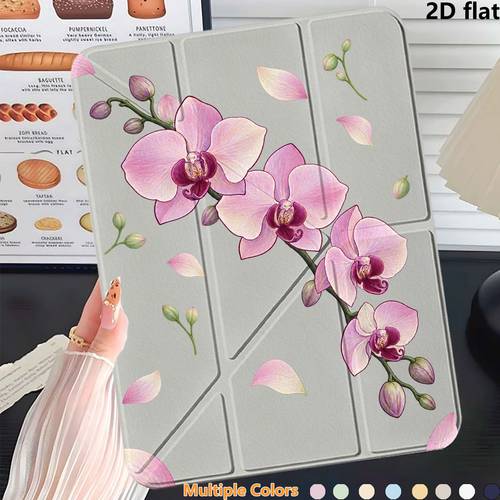 item picture tablet cover with stand printed orchid stem for samsung for galaxy tab s6 lite s7 s7 s7 fe s8 s8 s9 s9 s9 fe s9 fe s10 s10 fe a8 a9 a9 a11 a11 8 5 11 12 4 inch foldable lightweight tablet case