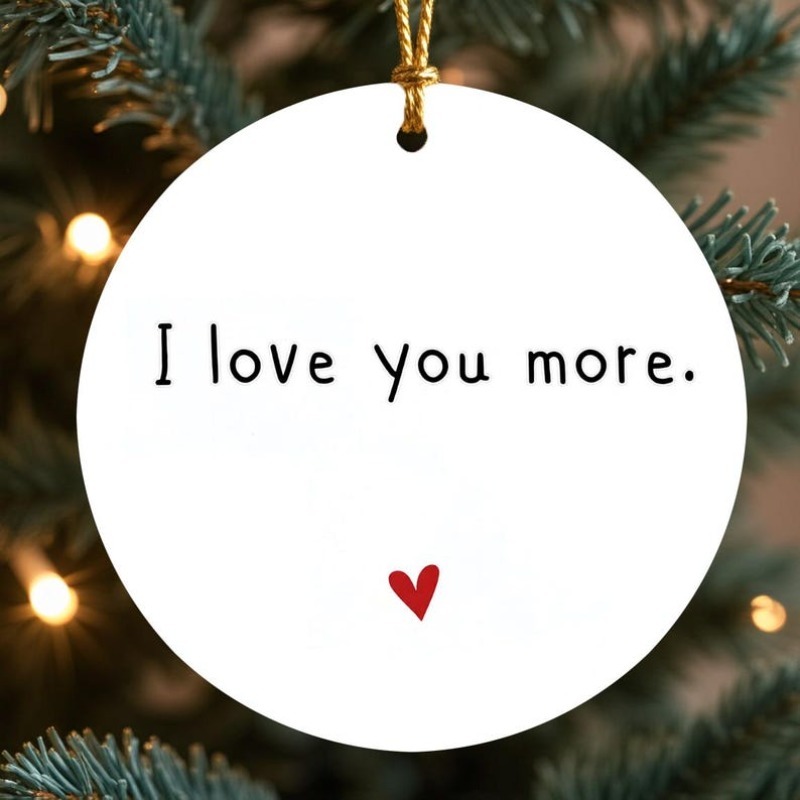 TEMU I Acrylic Ornament | Round White Christmas Tree Decoration, Minimalist Heart Gift For Couples, Anniversary Or Valentine's Day