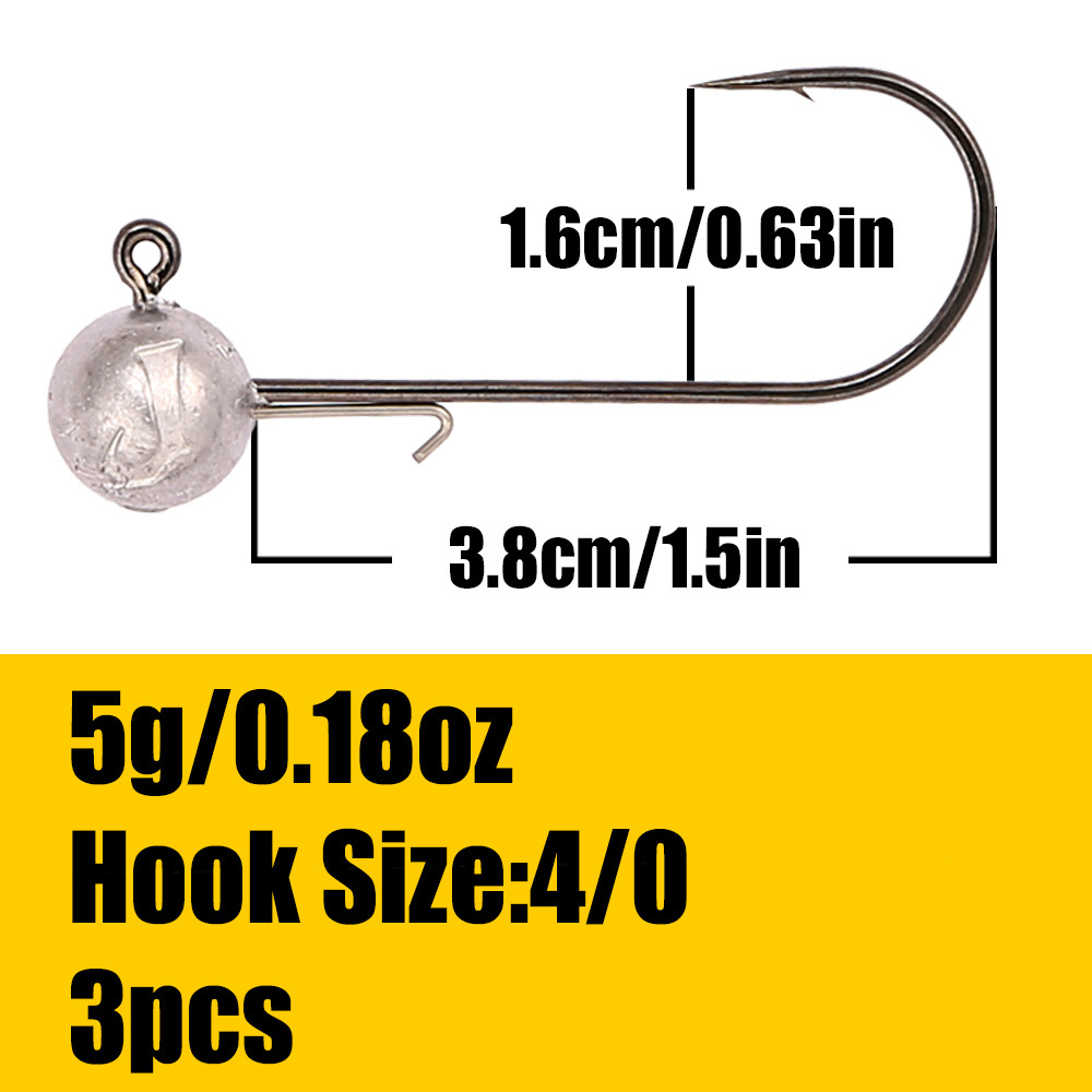 B&u High-strength Lead Jig Head With 3/0 And 4/0 Hooks For Soft Lures, In Weights Of 5/7/10/14/21g For Freshwater And Saltwater Fishing And Pike
