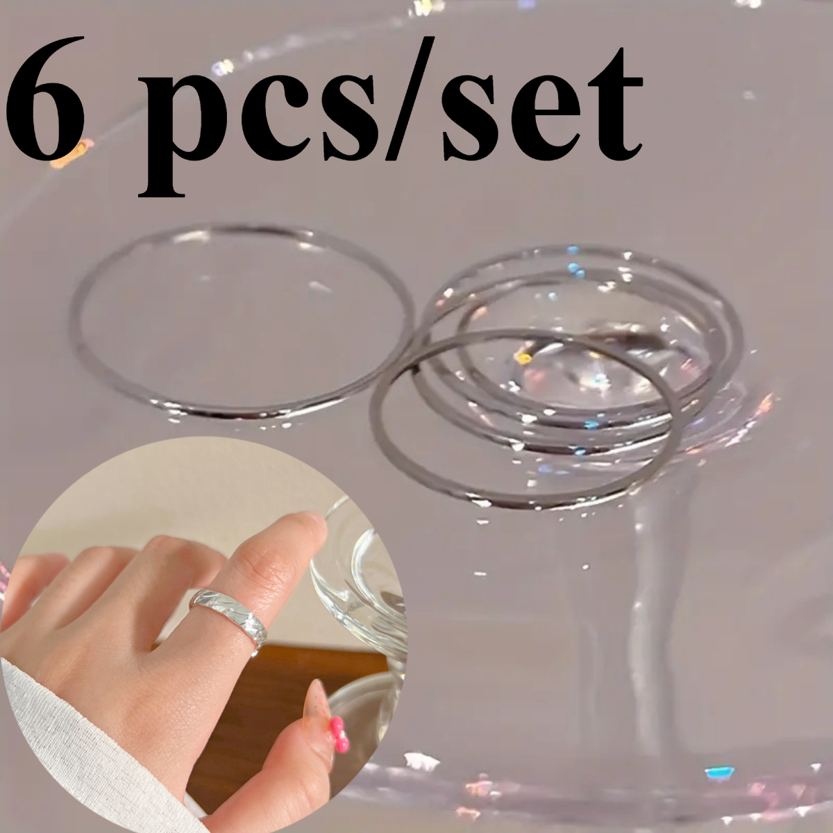 6pcs Minimalist And Stylish Women's Ring Set - Stackable Ordinary Rings In Sizes And Stylish Plain Ring - Suitable For Daily Wear And Gift