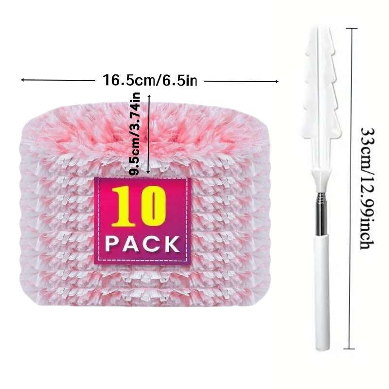 TEMU Multifunctional 360 Â° Double-sided Dust Remover, Retractable Stainless Steel Handle, 5 Disposable Non-woven Double-sided Dust Brushes, Household