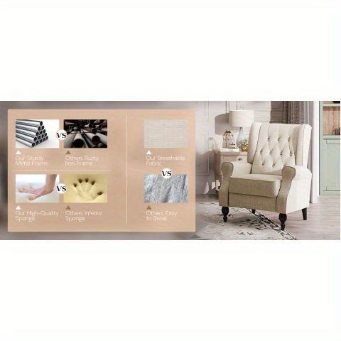 ALBOTT Tufted Push Back Recliner Chair - Wingback Accent Armchair for Adults, Club-Style Design for Home Use