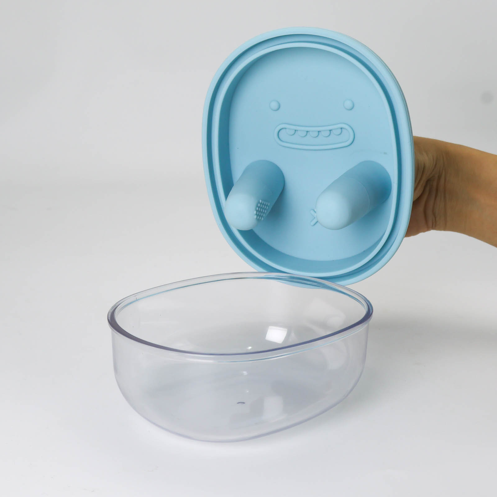 双支便携式卫生零食饼干盒（含一次性硅胶指套）——防污盖设计，适用于旅行、野餐、聚会——塑料/硅胶零食容器 商品详情 7